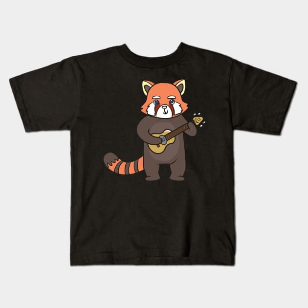 Red Panda playing guitar Kids T-Shirt by theanimaldude